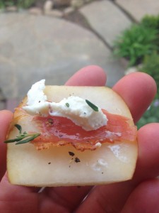 Pear, Prosciutto and Honeyed Goat Cheese Apps with Thyme