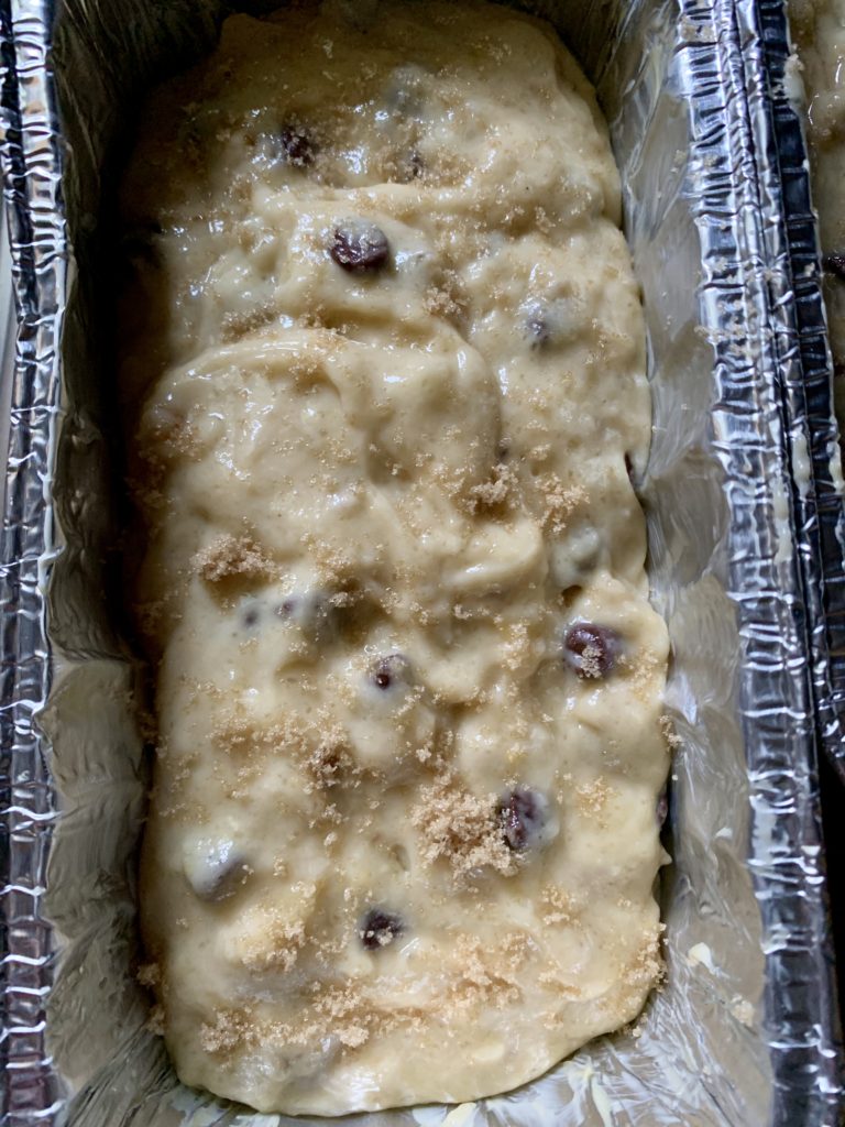 banana bread dough in a loaf pan